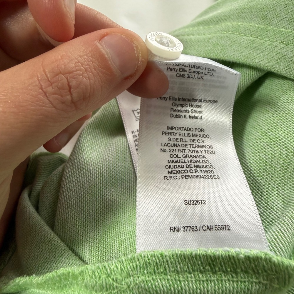 Original Penguin Mens Polo Shirt L Bright Green Pocket Golf Summer Vacation - Picture 7 of 8